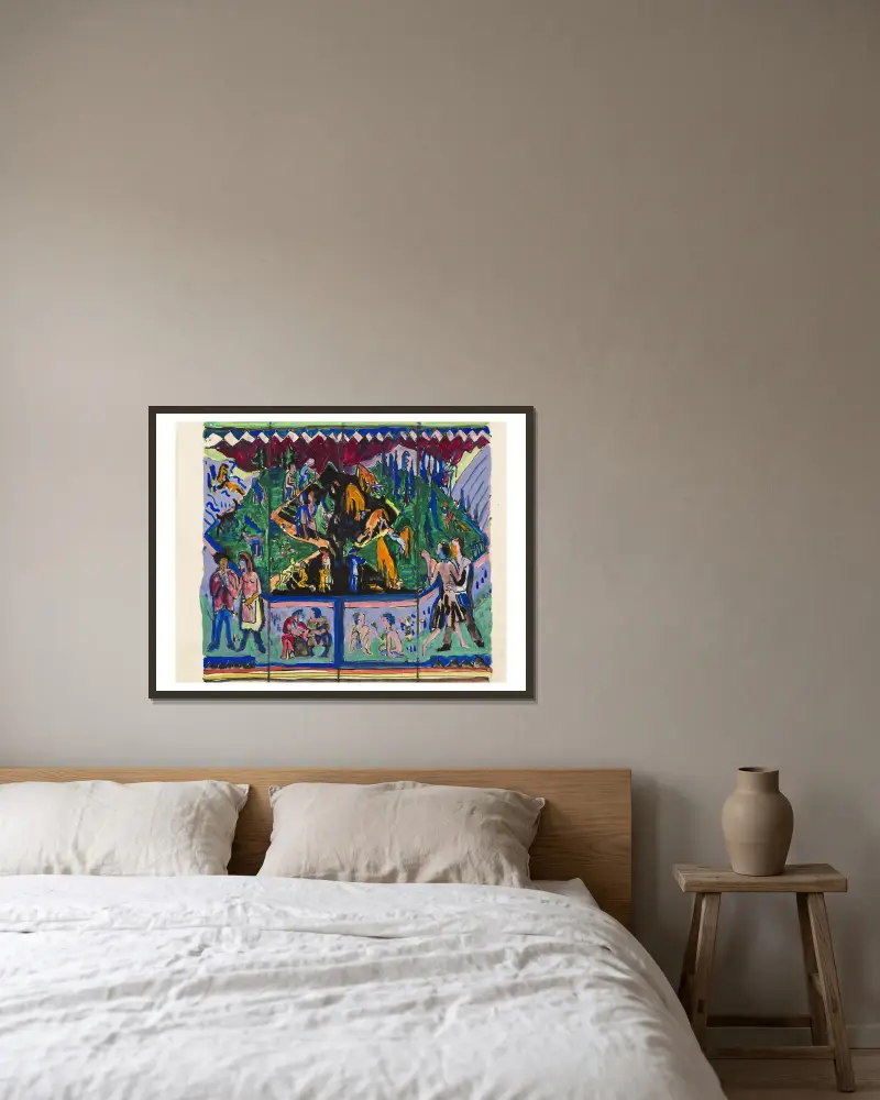 The Life (Hagemann Design) av Ernst Ludwig Kirchner inramad på en vägg