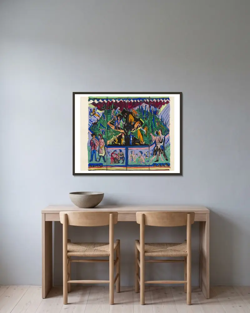 The Life (Hagemann Design) av Ernst Ludwig Kirchner inramad på en vägg