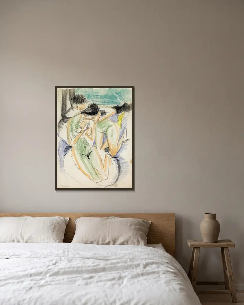 Two Nudes av Ernst Ludwig Kirchner inramad på en vägg