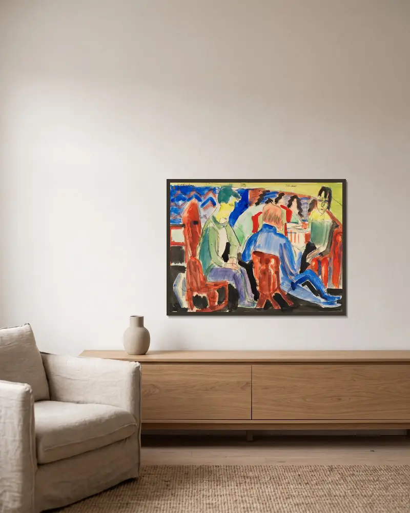 Unterhaltung von Ernst Ludwig Kirchner gerahmt an einer Wand