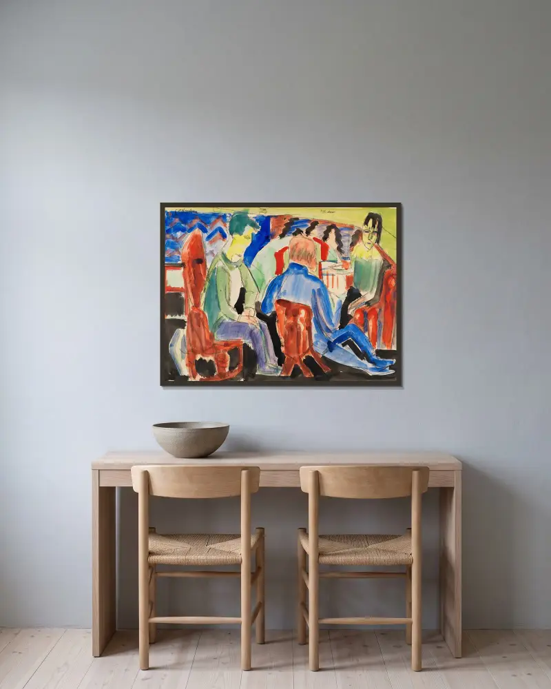 Unterhaltung von Ernst Ludwig Kirchner gerahmt an einer Wand