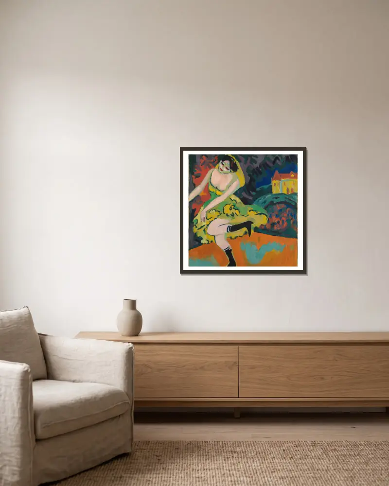 Varietétänzerin av Ernst Ludwig Kirchner inramad på en vägg