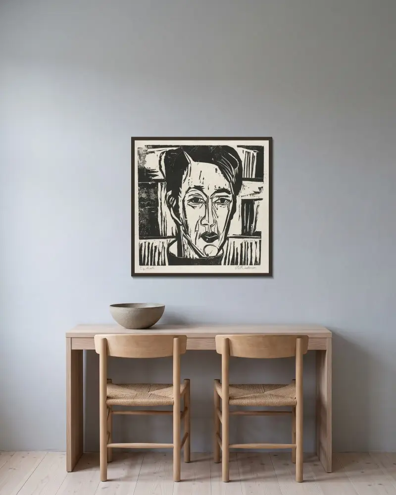 Wehrlin, Frontalansicht von Ernst Ludwig Kirchner gerahmt an einer Wand