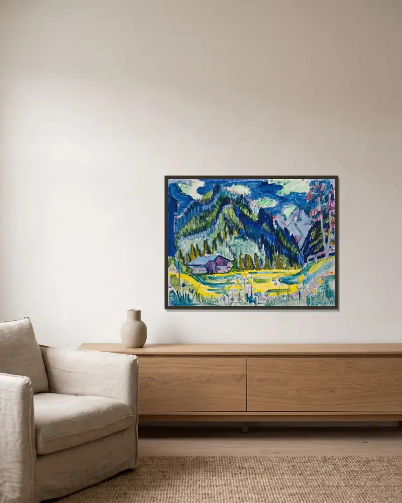 Wildes Land von Ernst Ludwig Kirchner gerahmt an einer Wand