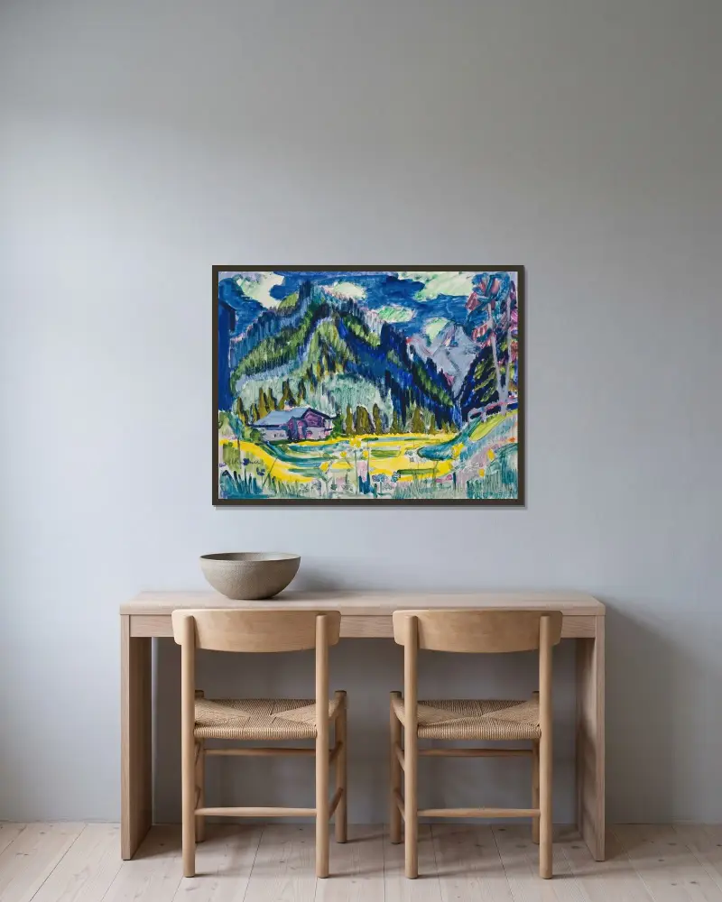 Wildes Land von Ernst Ludwig Kirchner gerahmt an einer Wand