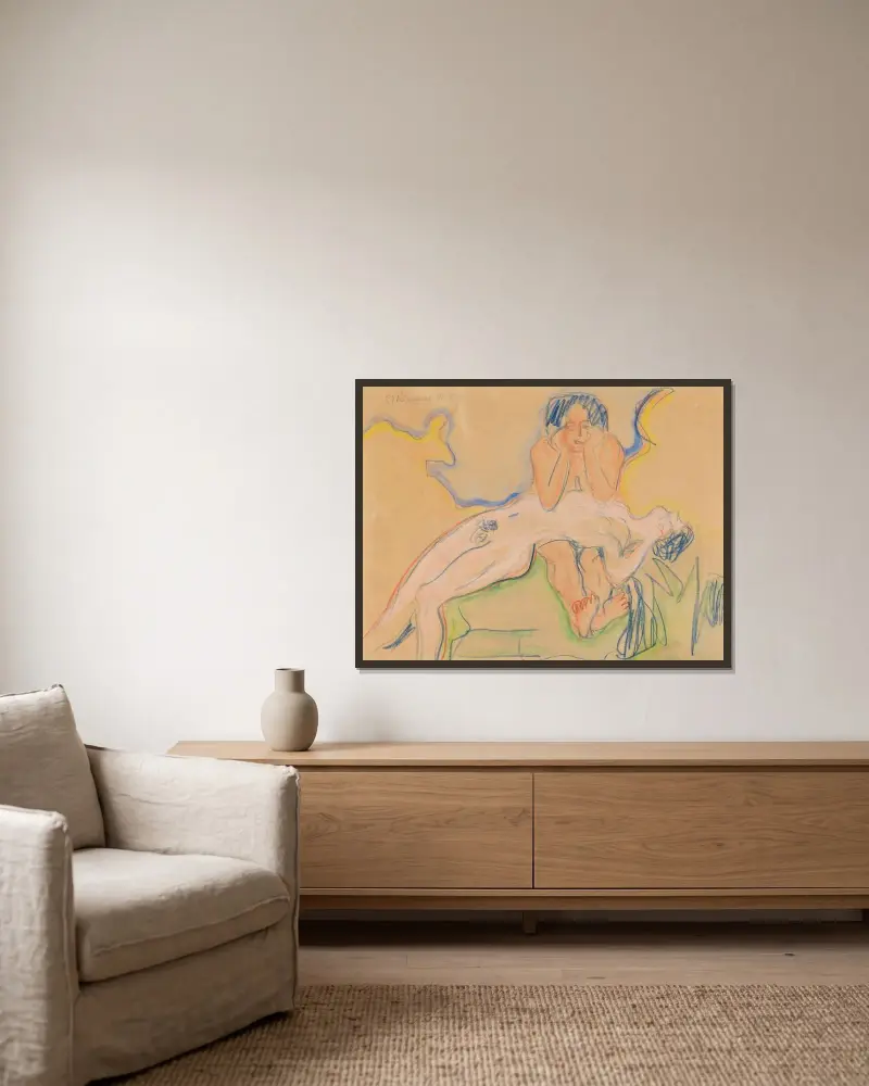 Dva akty, Ernst Ludwig Kirchner v rámu na stěně