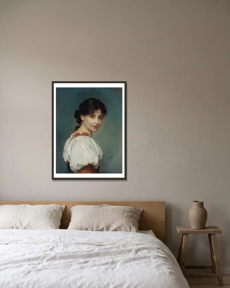 Italian Girl av Ludwig Knaus inramad på en vägg