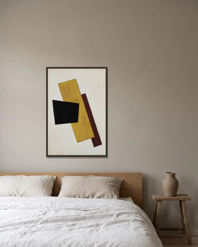 Composition av Lyubov Popova inramad på en vägg