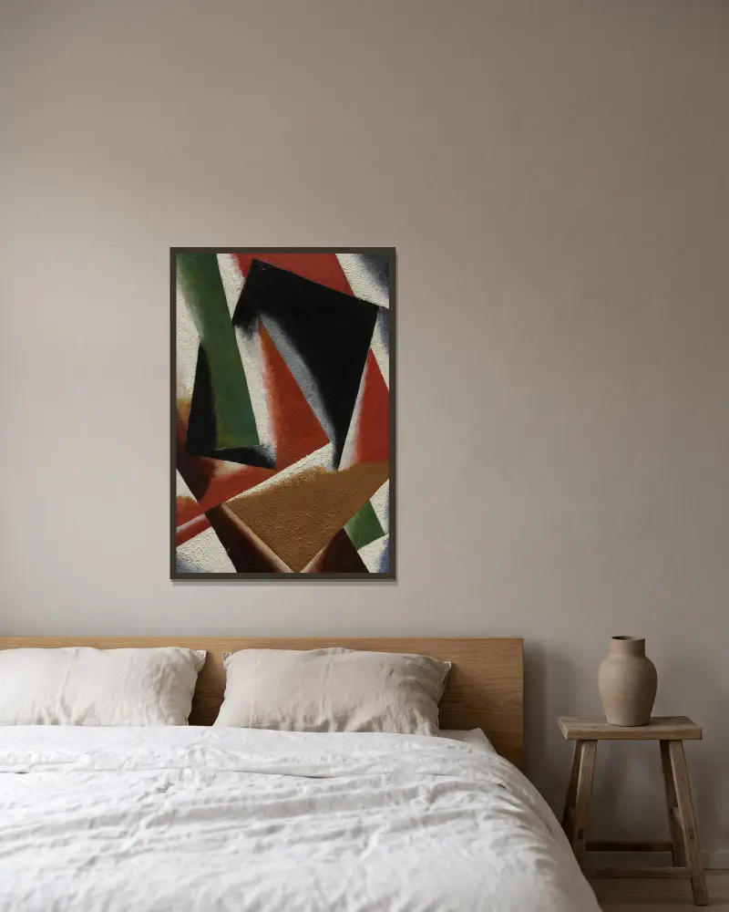 Painterly Architectonics av Lyubov Popova inramad på en vägg