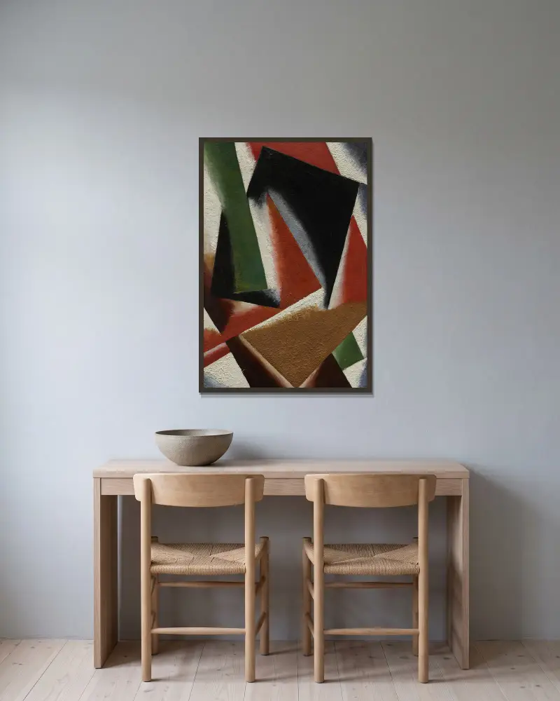 Painterly Architectonics av Lyubov Popova inramad på en vägg