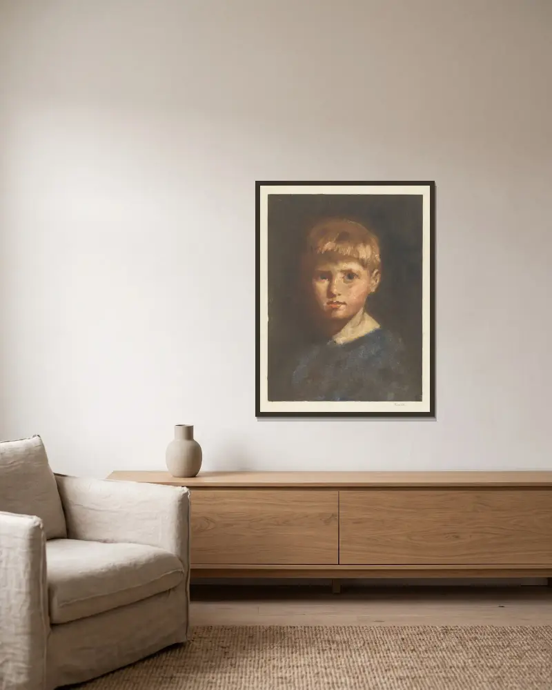 Portrait of a boy, 1878 – nr 2 av Hendrik Maarten Krabbé inramad på en vägg