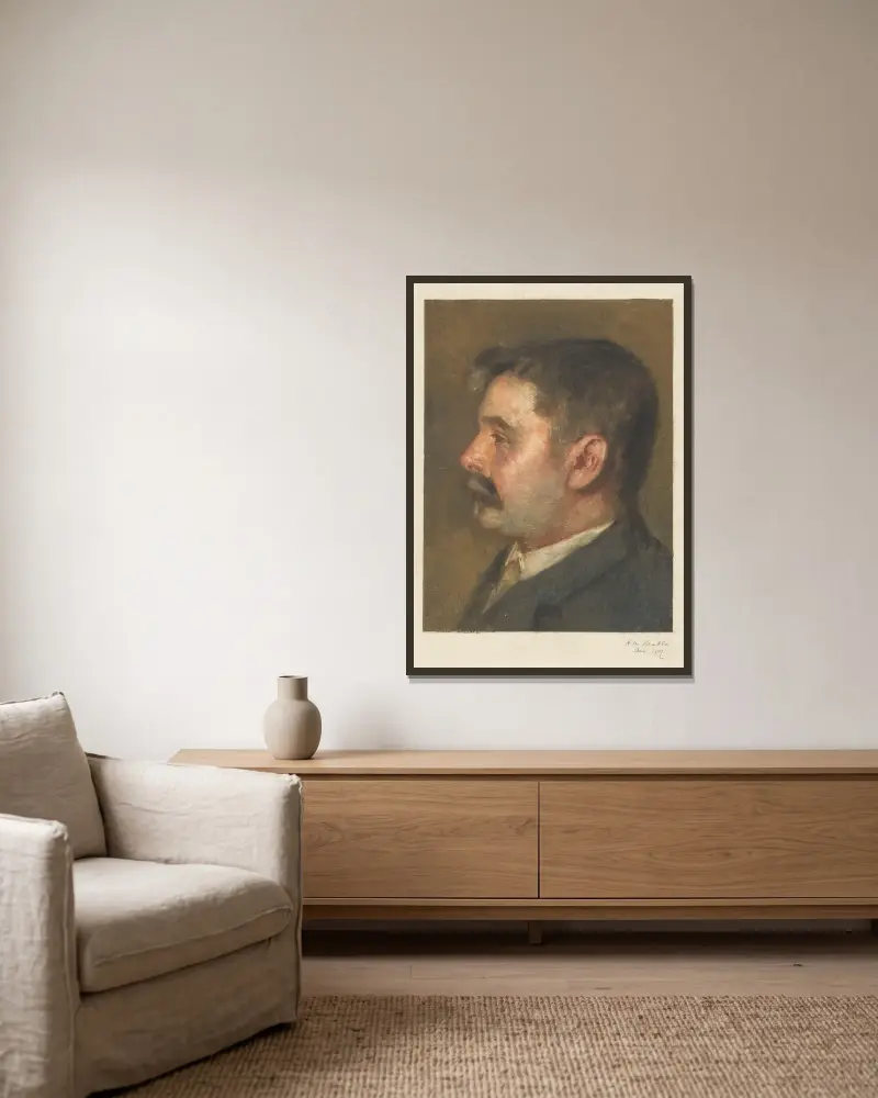 Portrait of a man av Hendrik Maarten Krabbé inramad på en vägg