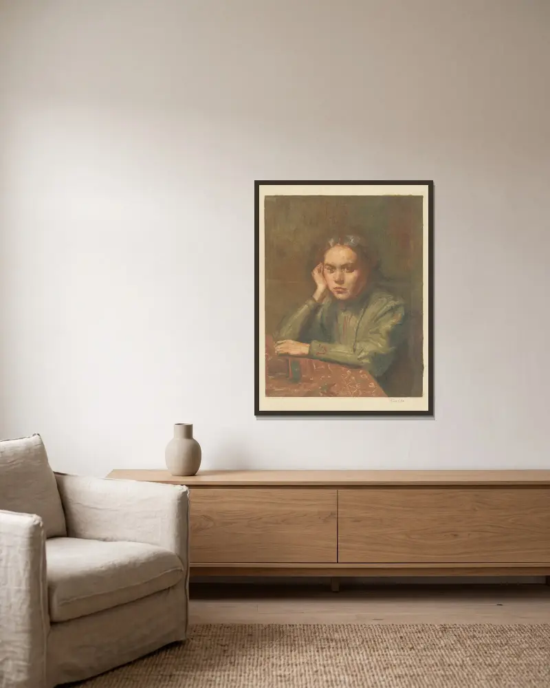 Porträtt av en kvinna av Hendrik Maarten Krabbé inramad på en vägg