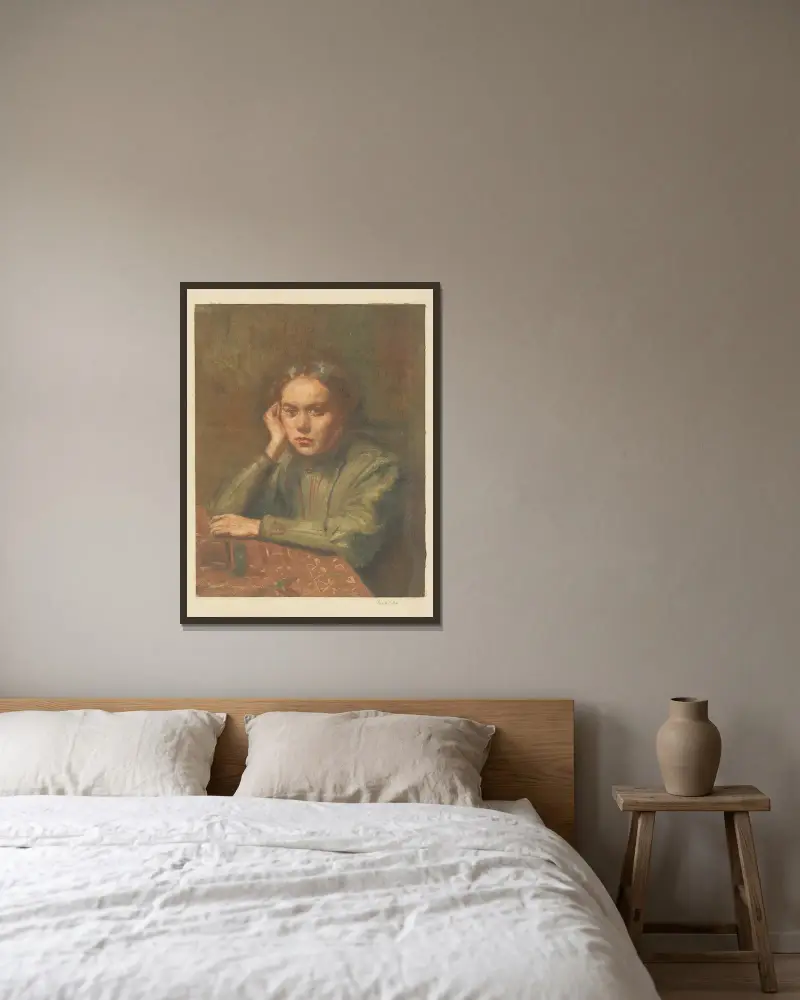 Porträtt av en kvinna av Hendrik Maarten Krabbé inramad på en vägg