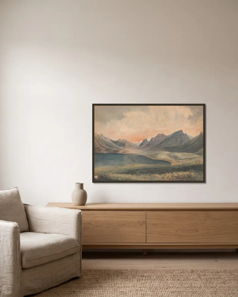 Chief Mountain Lake, Rocky Mountains, Lat. 49 von James Madison Alden gerahmt an einer Wand