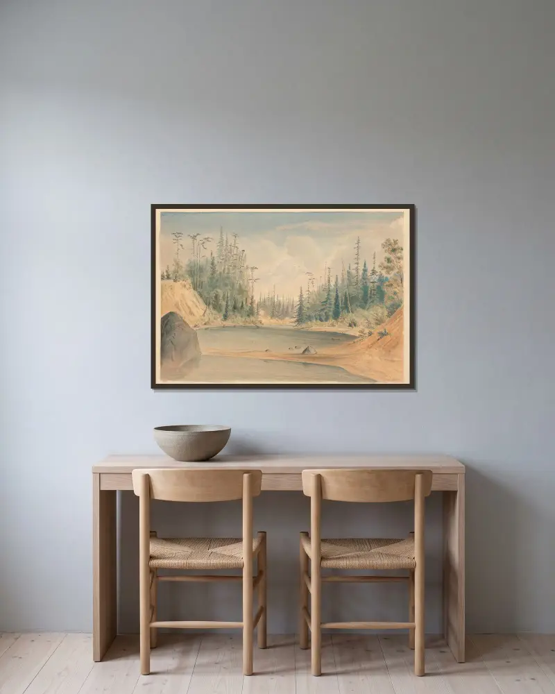 Nanaimo River, Vancouvers Island av James Madison Alden inramad på en vägg