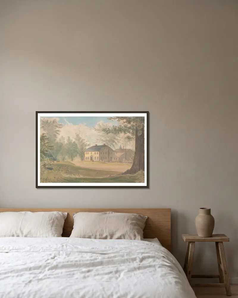 Wayside Inn, Sudbury, Massachusetts av James Madison Alden inramad på en vägg
