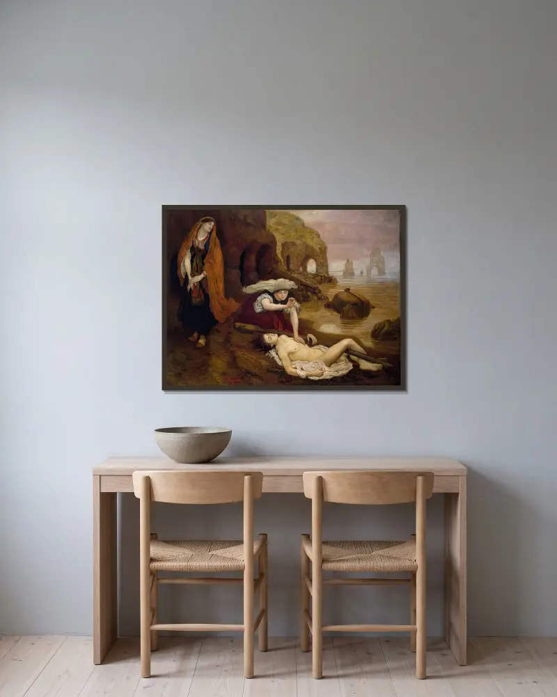 Haidyns fynd av Don Juan av Ford Madox Brown inramad på en vägg