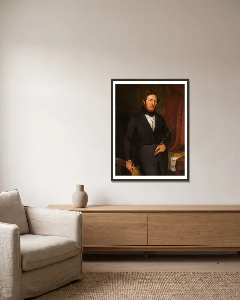 Porträt von Armand Lateur von Ford Madox Brown gerahmt an einer Wand