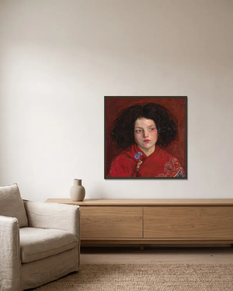 Das irische Mädchen von Ford Madox Brown gerahmt an einer Wand