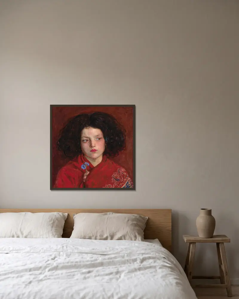 Das irische Mädchen von Ford Madox Brown gerahmt an einer Wand