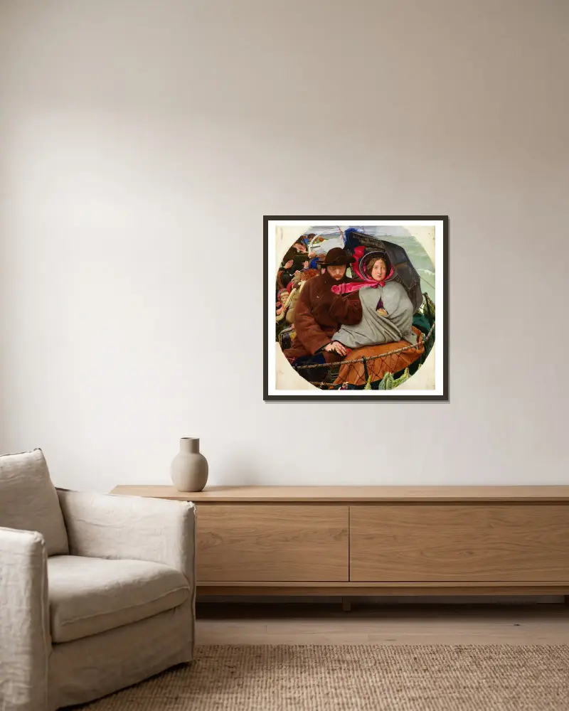 The Last of England av Ford Madox Brown inramad på en vägg