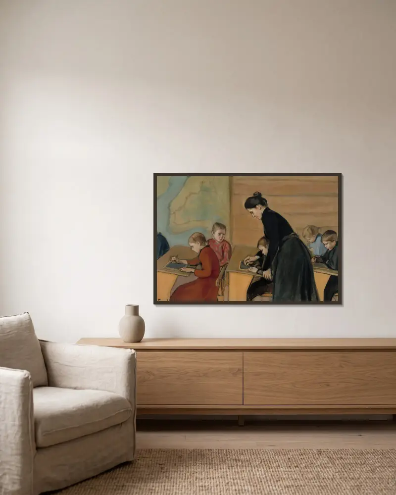 Grundschule von Magnus Enckell gerahmt an einer Wand
