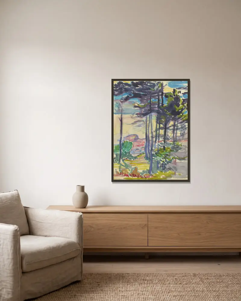 Landschaft, 1900 – Nr. 2 von Magnus Enckell gerahmt an einer Wand