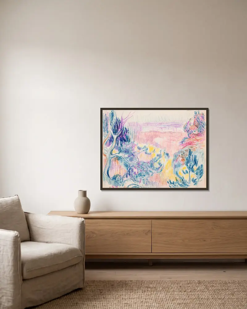 Uferlandschaft von Magnus Enckell gerahmt an einer Wand