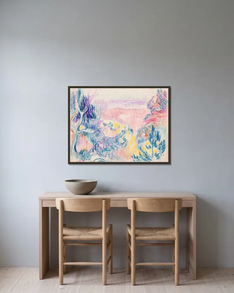 Uferlandschaft von Magnus Enckell gerahmt an einer Wand