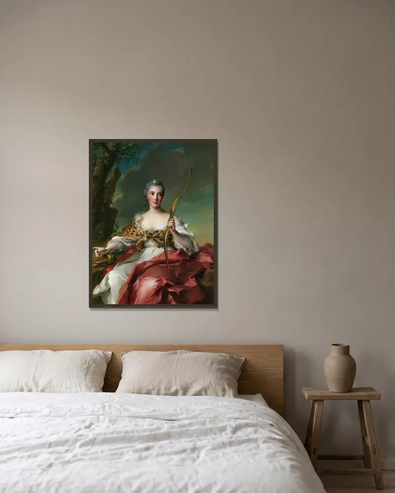 Madame Bergeret de Frouville som Diana av Jean-Marc Nattier inramad på en vägg