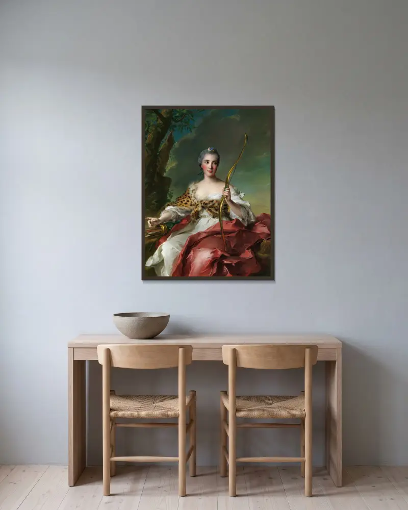 Madame Bergeret de Frouville som Diana av Jean-Marc Nattier inramad på en vägg