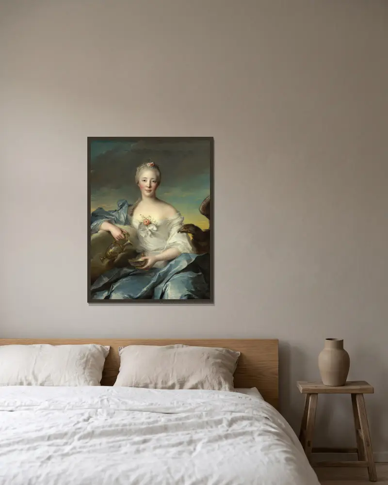Madame Le Fèvre de Caumartin as Hebe av Jean-Marc Nattier inramad på en vägg
