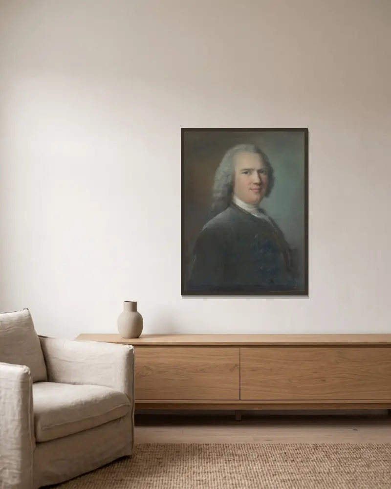 Porträtt av en herre av Jean-Marc Nattier inramad på en vägg