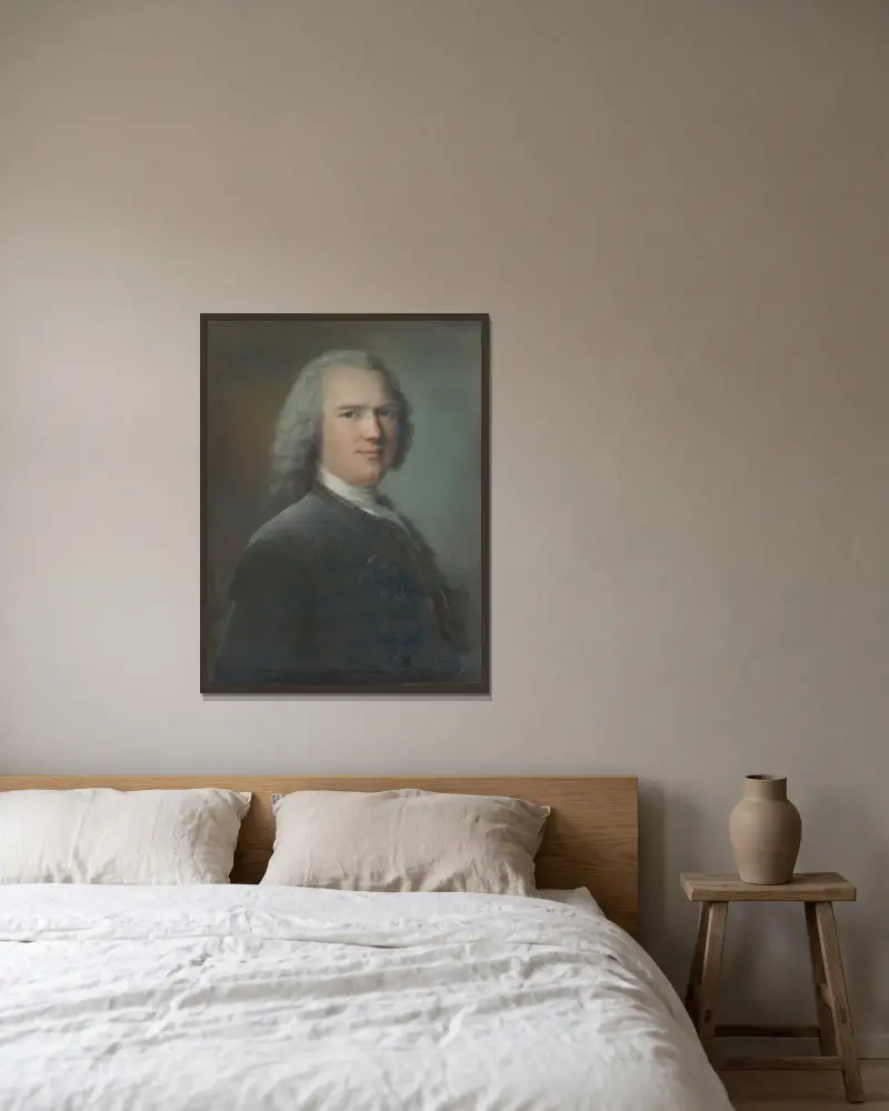 Porträtt av en herre av Jean-Marc Nattier inramad på en vägg