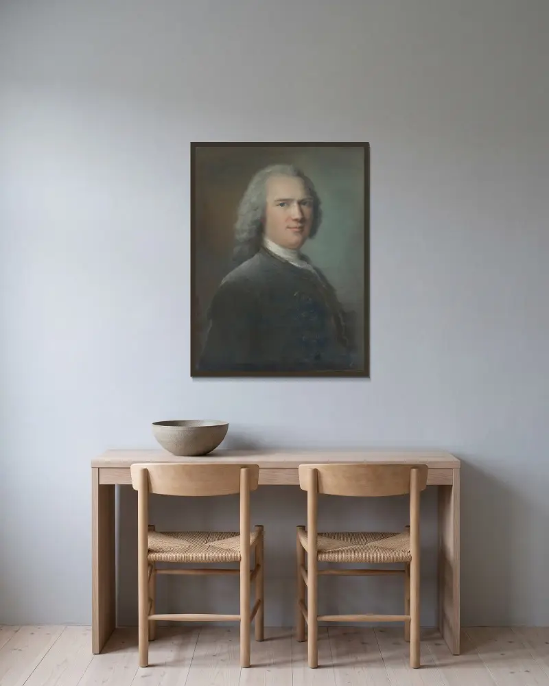 Porträtt av en herre av Jean-Marc Nattier inramad på en vägg