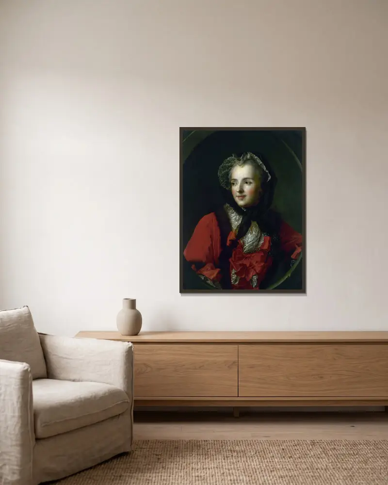 Portret Marii Leszczyńskiej, królowej Francji, Jean-Marc Nattier w ramie na ścianie