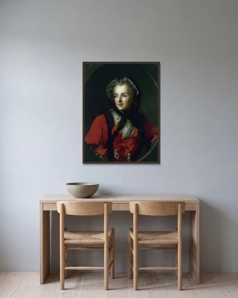 Portret Marii Leszczyńskiej, królowej Francji, Jean-Marc Nattier w ramie na ścianie