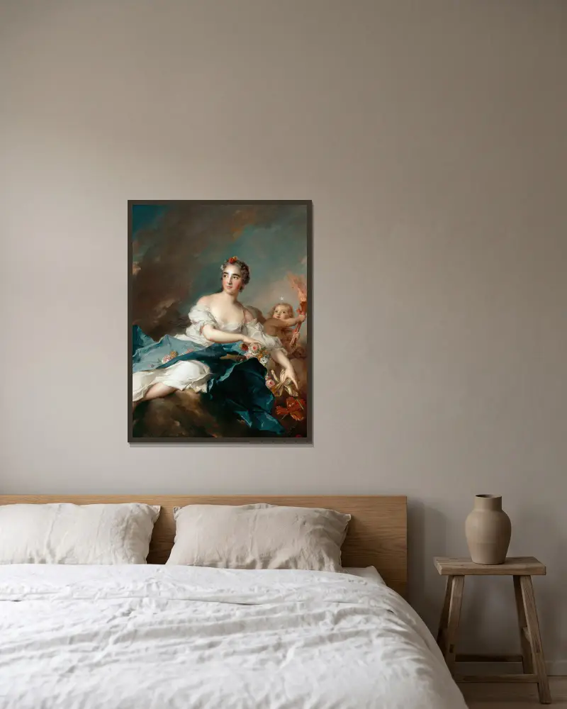 Die Gräfin de Brac als Aurora von Jean-Marc Nattier gerahmt an einer Wand
