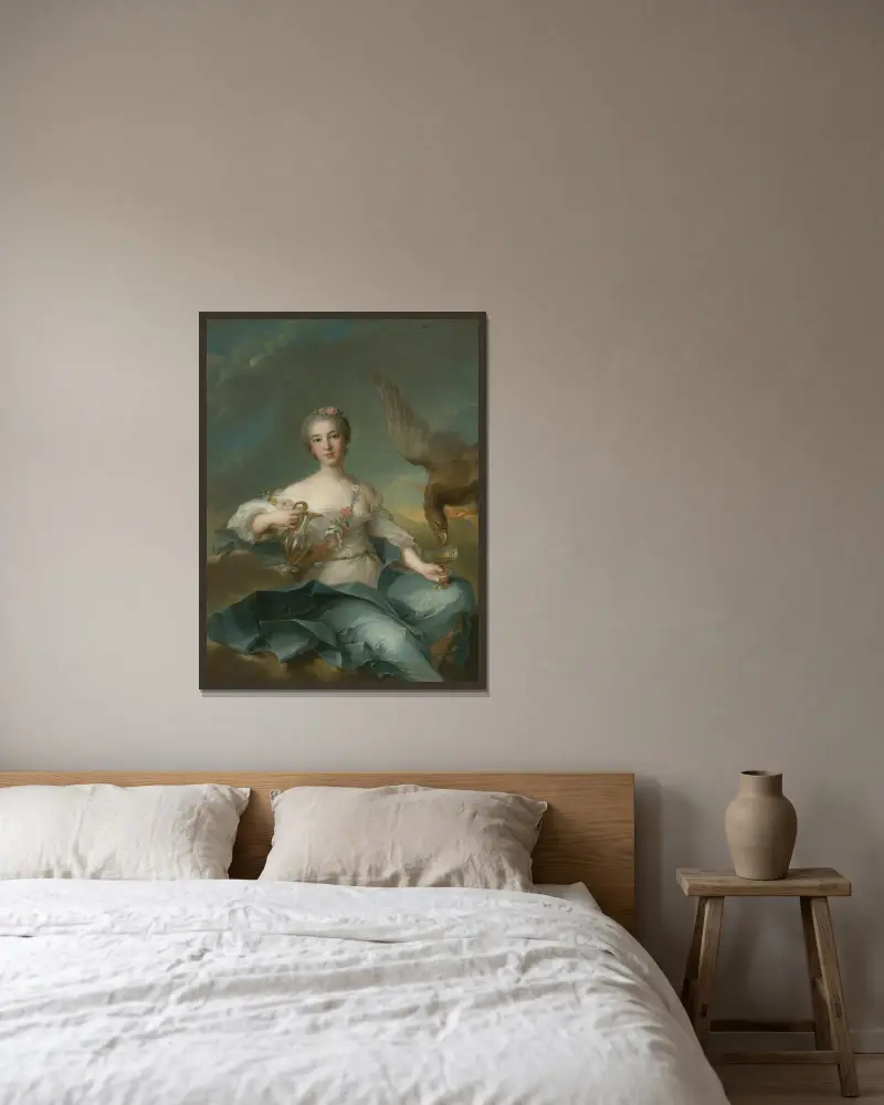 Hertiginnan av Chartres som Hebe av Jean-Marc Nattier inramad på en vägg