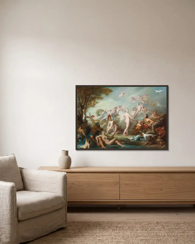 Das Urteil des Paris von Jean-Marc Nattier gerahmt an einer Wand