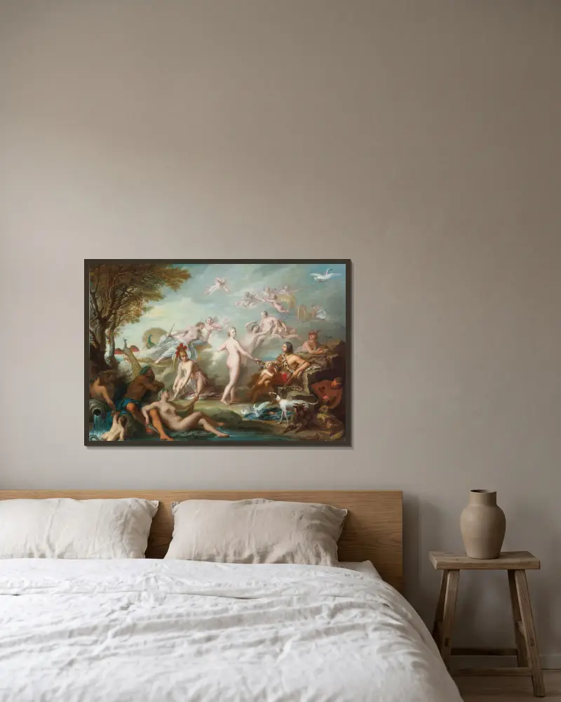Das Urteil des Paris von Jean-Marc Nattier gerahmt an einer Wand