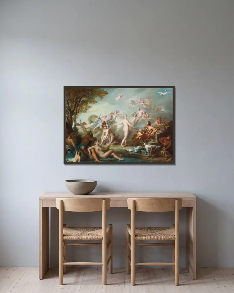 Das Urteil des Paris von Jean-Marc Nattier gerahmt an einer Wand