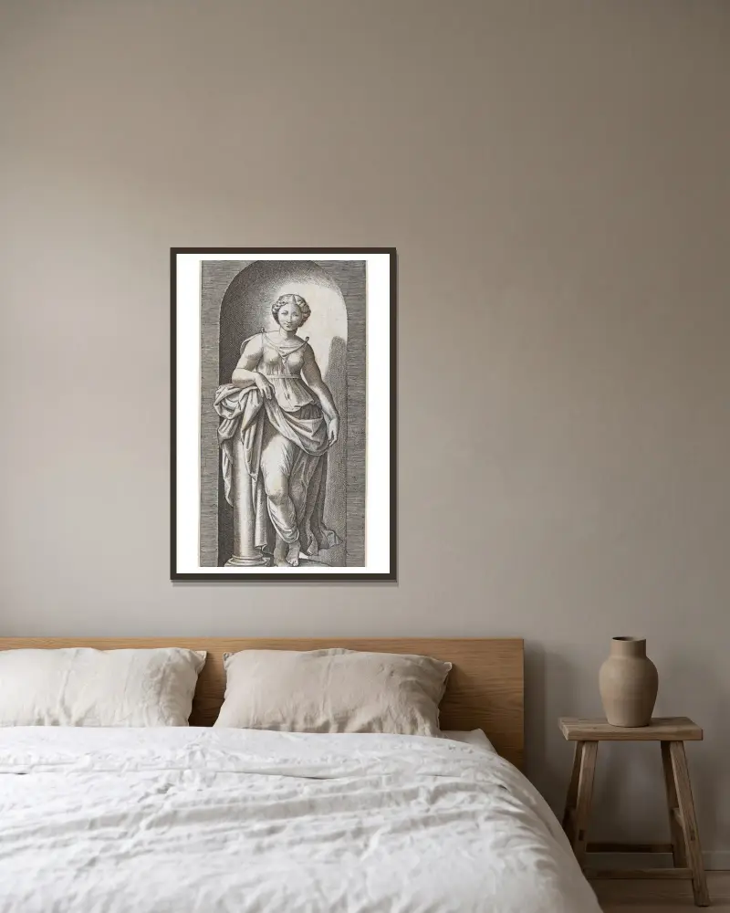 Fortitudo von Marcantonio Raimondi gerahmt an einer Wand