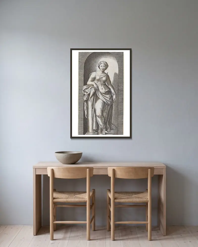 Fortitudo von Marcantonio Raimondi gerahmt an einer Wand