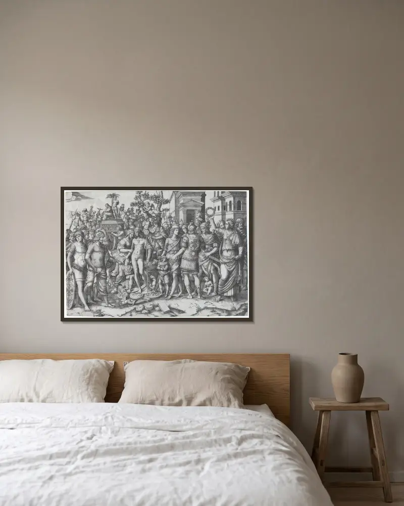 Triumph von Marcantonio Raimondi gerahmt an einer Wand