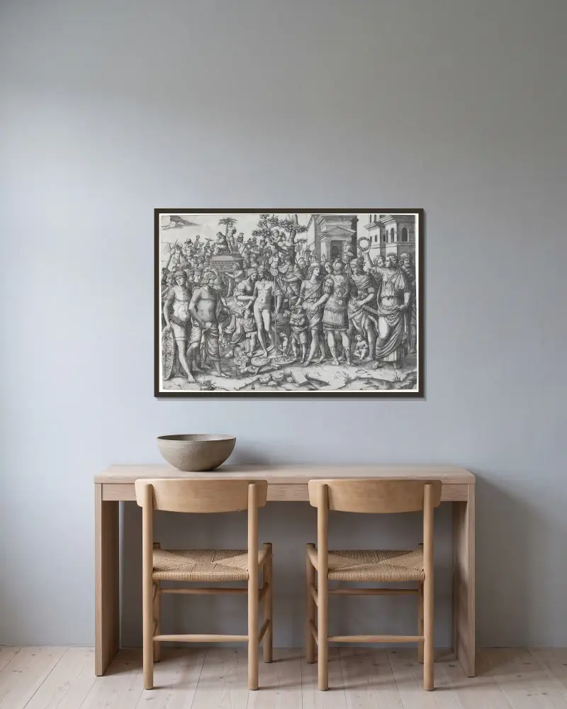 Triumph von Marcantonio Raimondi gerahmt an einer Wand
