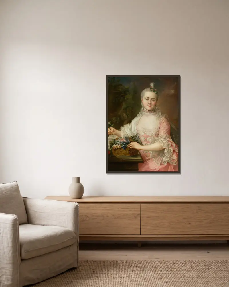Porträtt av Anna Szaniawska, född Scypion (1730–1795) – nr 1 av Marcello Bacciarelli inramad på en vägg