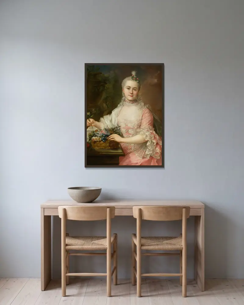 Porträtt av Anna Szaniawska, född Scypion (1730–1795) – nr 1 av Marcello Bacciarelli inramad på en vägg