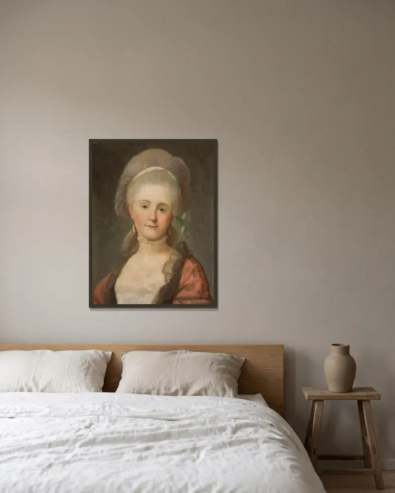 Porträtt av Anna Szaniawska, född Scypion, 1795 av Marcello Bacciarelli inramad på en vägg